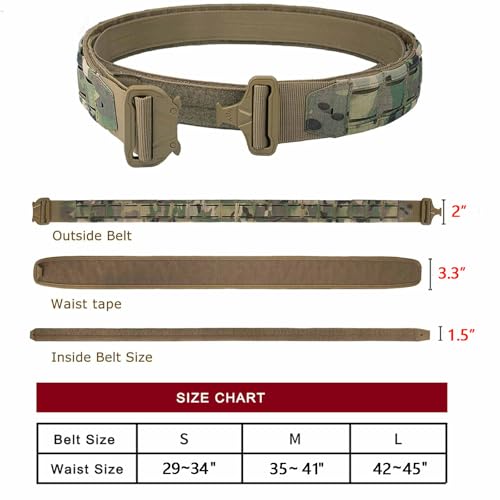 PIKEON Nylon Quick Release Tactical Duty Belt with Inner & Anti-slip (CP, Small)