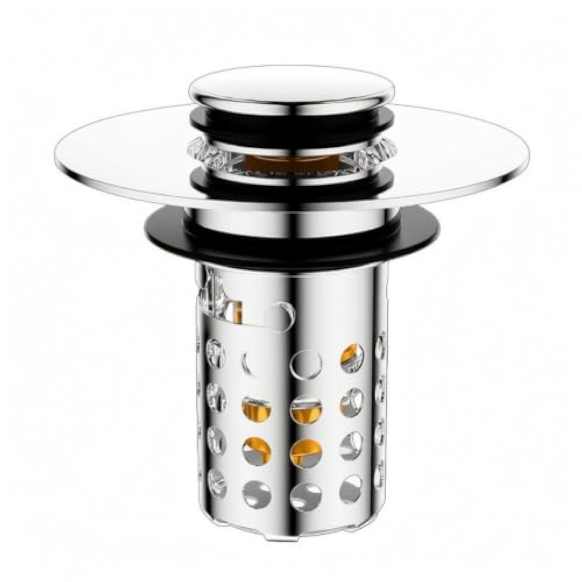 Chrome Bathroom Sink Stopper with Basket