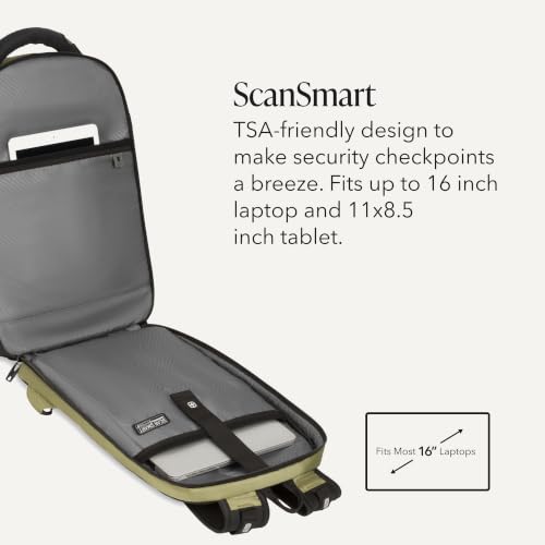 Image of SwissGear Travel Tech Pro Laptop Backpack - Fits Laptops up to 16 inch - ScanSmart TSA-Friendly Backpack with Multiple Organizer Pockets - Olive