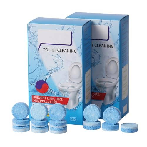 Limpiador WC en Pastillas para Cisterna (32 Unidades), Limpieza Profunda de Inodoro sin Frotar, Elimina Cal y Manchas de Orina, 2 Cajas de 16 Tabletas, Frescor Duradero y Protección de Tuberías