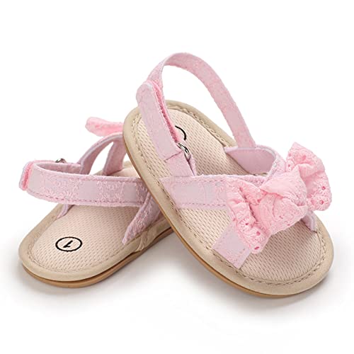 Unisex-Child and Toddler Baby Girls Bowknot Sandals Anti Slip Open Toe Outdoor Sandals Summer Princess Shoes (Pink, 13)3
