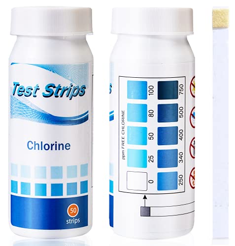 SuperCheck Chlorine Test Strips, 0-750 ppm, 50 Count, Chlorine Test Strips for Food Service, Measure Chlorine Contents in Sanitizing Solutions, Sanitizer Test Strips Food Service, Bleach Test Strips