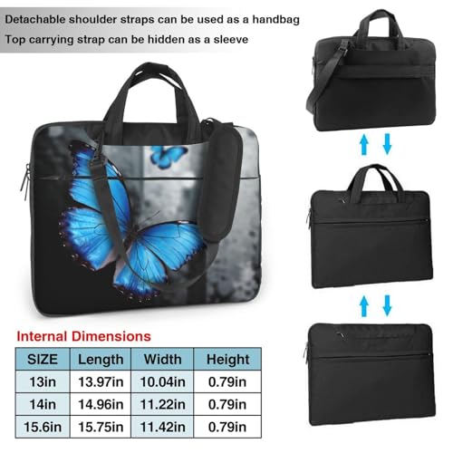 Sac pour ordinateur portable à imprimé papillon bleu aux finitions soignées - 4