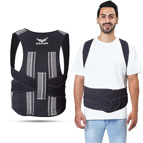 Image of XTRIM Posture Corrector for Men & Women, Adjustable Back Support Belt for Back Pain Relief, Spine Posture Corrector with Soft Shoulder Pads, Back Straightener Belt (Medium)
