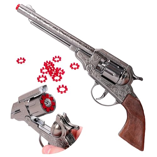 Toyland 28cm Die Cast Metal Cowboy Toy Pistol - 8 Shot Cap Gun & 96 Shots