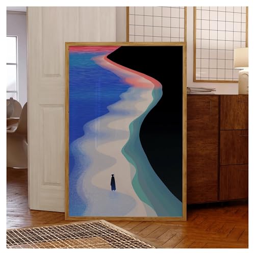 Cuadro sobre lienzo de playa azul para decorar un salón moderno de diseño minimalista (30x40 cm) 3