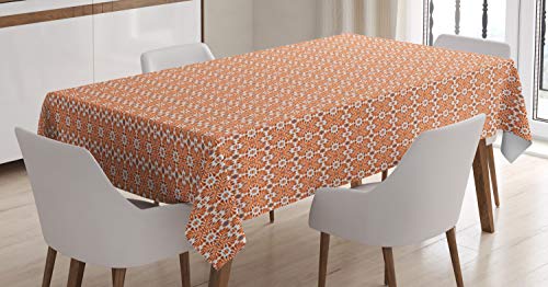 ABAKUHAUS scandinave Nappe, Flower Vous Aimez Folk Art, Linge de Table Rectangulaire pour Salle à Manger Décor de Cuisine, 140 cm x 200 cm, Bleu de Sienne Brûlé SK SK