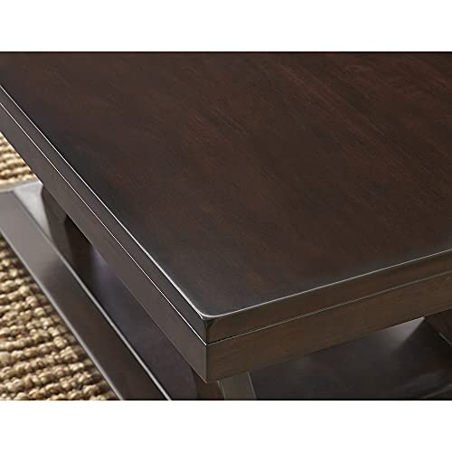 Steve Silver Company Jocelyn Rectangle Cocktail Table, Cross Leg Decorative Base and Double Edge Top, Hardwood Solids, Living Room, 48\" W x 28\" D x 18\" H, Brown