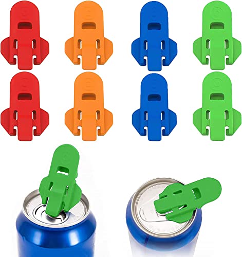 8 Piezas Abrelatas Manual, Abrelatas de Cerveza Refrescos, Color Coded Soda Protector Tapa de Lata Antipolvo Reutilizable para Refrescos,Tapas de Refrescos.