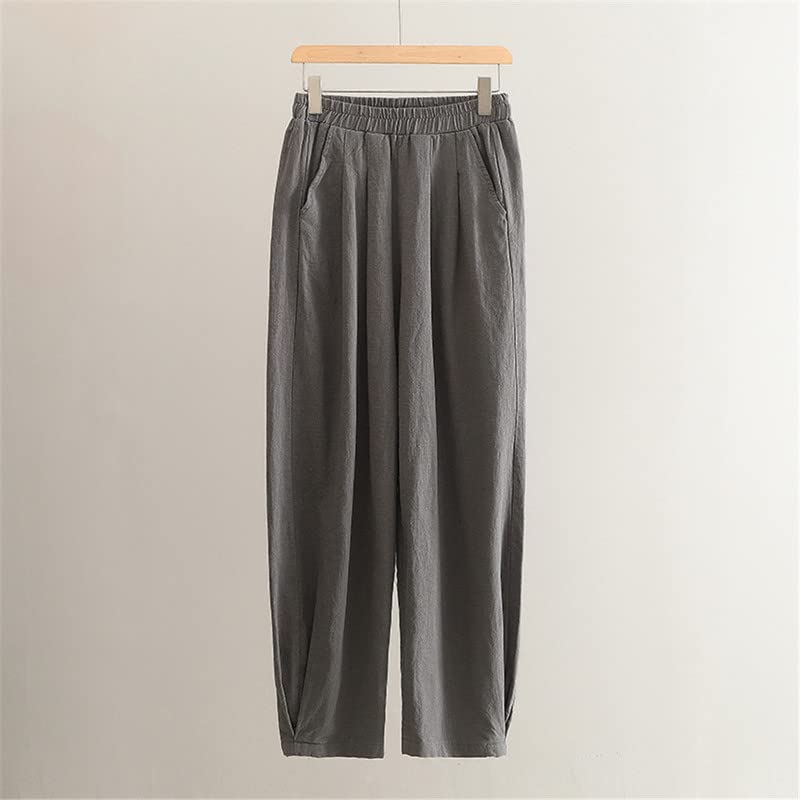 Shanghai Story Wide Leg Pants for Women Casual Elastic Waist Cotton Linen Pants Trousers Autumn2