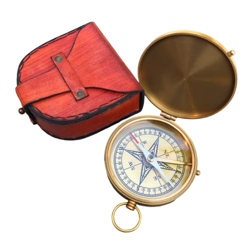Brújula Náutica de Latón Premium NauticalMart, tamaño compacto 3 x 3 in, portátil miniatura 4