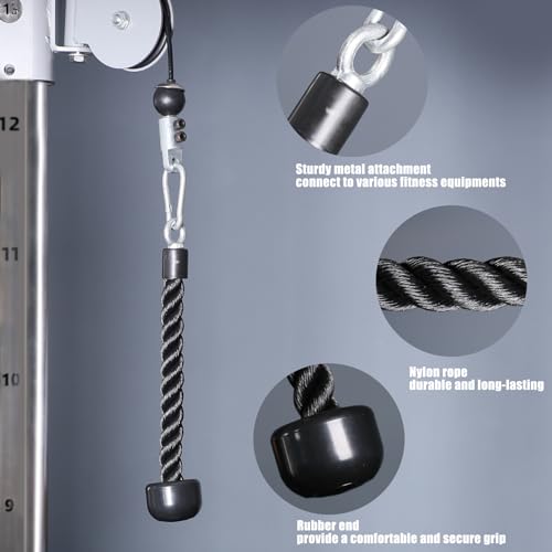 SYL Fitness Tricep Rope Pull Down Attachment, Single Grip Exercise Rope for Cable Machine Gym Pulley Workout - Thumbnail 3