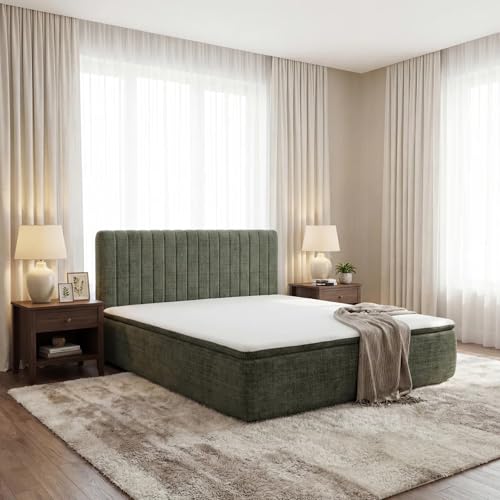TQHOQ Queen Boneless Bed Frame with Mattress and Detachable Headboard All-in-One Compression Bed Set No Installation Required Automatic Rebound Ideal for Bedrooms Apartments and Rental Properties