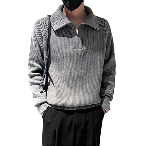 Pull col roulé demi-zip homme gris pour ne plus souffrir du froid en hiver