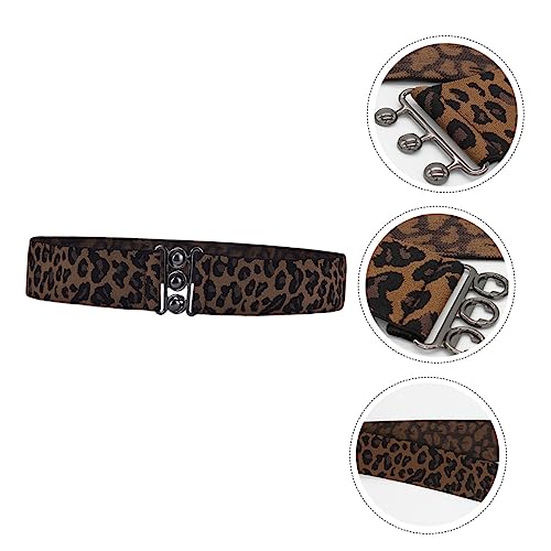 Didiseaon 1Pc Leopard Print Elastic Waist Belt for Women Stylish Wide Waistband for Dresses Trousers and Shorts Fashionable Accessory for Ladies and Girls2