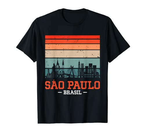 Sao Paulo Brasil Retro Vintage Sunset Skyline Sao Paulo Camiseta