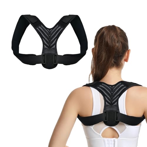 FDEETY Corrector Postura Espalda Corrección de Postura con Correa Para el Hombro Corrección de Escoliosis y Joroba Proporciona Forma Apto para Hombres Mujeres(Negro-M)