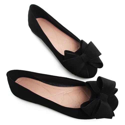 ZTWUTANG Women's Cute Round-Toe Flat Ballet Shoes Comfortable Dress Shoes for Walking