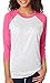 Next Level Apparel 6051 Unisex Tri-Blend 3 By 4 Sleeve Raglan - Vintage Pink & Heather White44; Large
