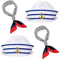 TaleMoon - Disfraz de Marina, Gorra y Bufanda Cuadrada Azul de