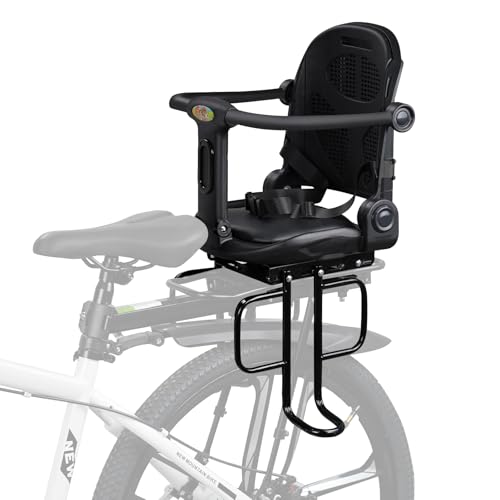 SNMUMU Rear Child Bike Seat, Rear Wraparound Kid Bike Seat Adjustable Backrest Arc Height with Harness and Pedals, Toddler Bike Seat for Adult Bicycles, Perfect for Children 6 Months to 5 Years