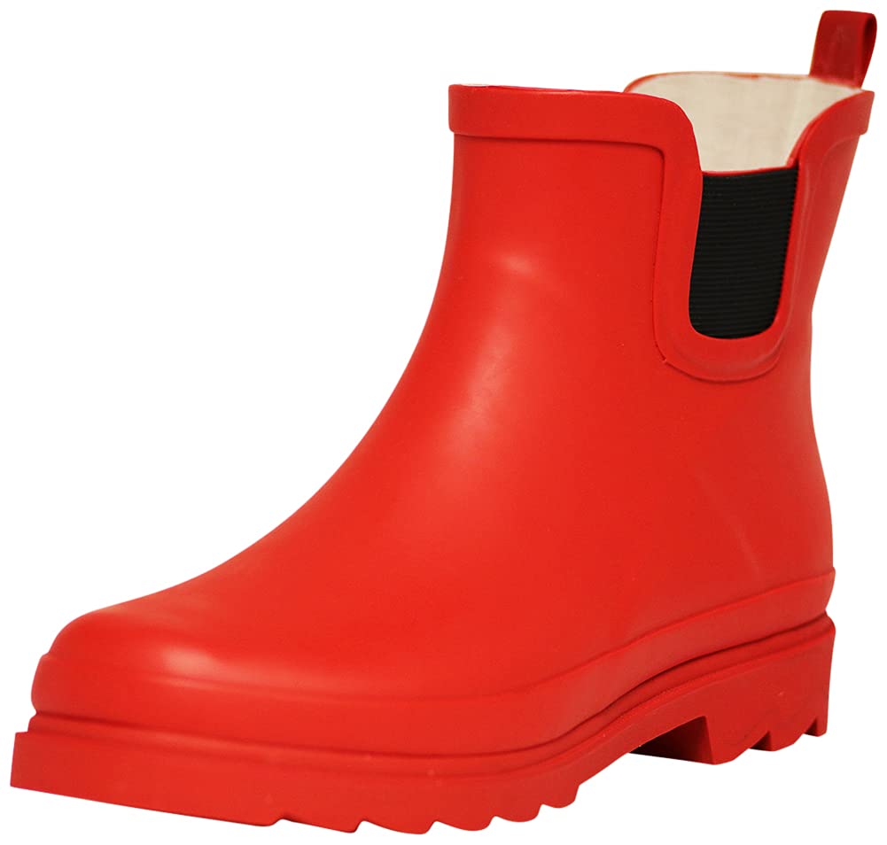 NORTY Classic Stylish Rain Boots for Women Water Resistant Waterproof Red One Size