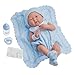 La Newborn in a Blue Knit Blanket Gift Set. Realistic 15" Anatomically Correct "Real Boy" Baby Doll
