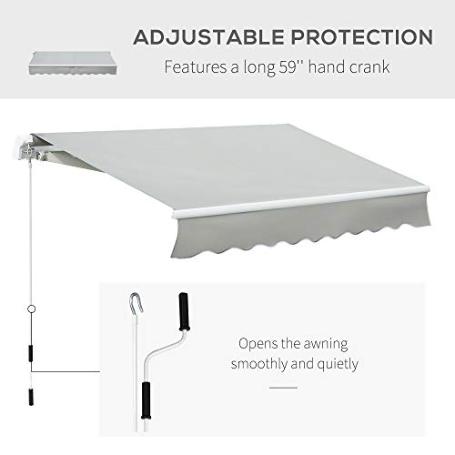 Outsunny 8' X 7' Patio Retractable Awning/Manual Exterior Sun Shade Deck Window Cover, Grey #TOP3