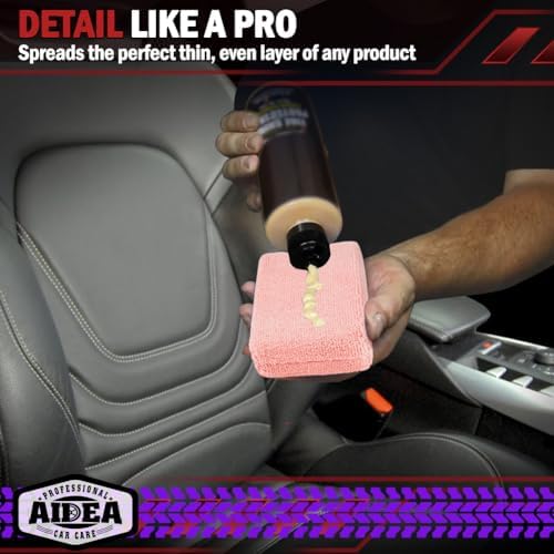 AIDEA Microfiber Applicator Pads-8 Pack, Car Wash Sponge, Pink - 4