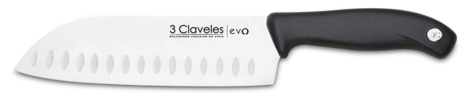 3 Claveles EVO zestaw noży do warzyw 9 cm + kuchnia 13,5 cm + Santoku 18 cm, stal nierdzewna, uchwyt polipropylenowy, lekki i wytrzymały
