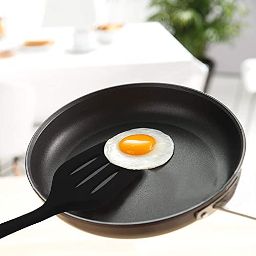 Image of Baskety Silicone Turner Spatula /Slotted Spatula, High Heat Resistant to 480F, Hygienic One Piece Design, Non Stick Rubber Kitchen Utensil for Fish, Eggs, Pancakes, Wok Black Pack of 1