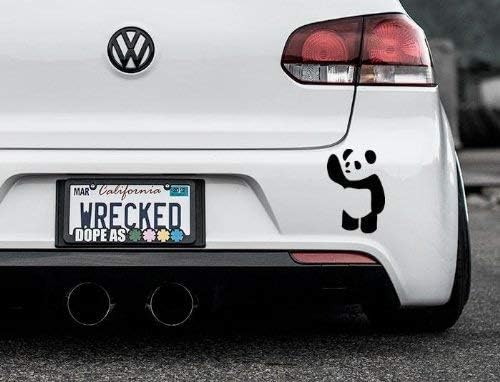 Waving Panda Bumper Car Sticker, Black