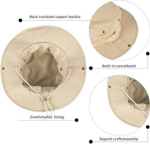 Image of Sun Hats for Men Women Bucket Hat UPF 50+ Boonie Hat Foldable UV Protection Hiking Beach Fishing Summer Safari