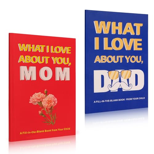 Juqueasy What I Love About You, Mom & Dad, I Wrote A Book About You and The Reasons Why I Love You, Christmas White Elephant Gifts Birthday Gifts for Mom Dad, Stocking Stuffers for Women Men Her Him
