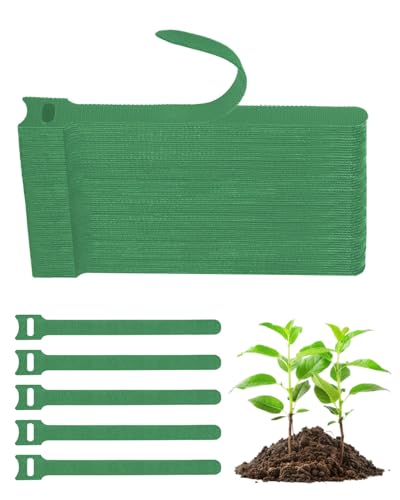 JUKOTA 100 Piezas Cinta para Atar Plantas,12 x 150 MM Lazos de Guirnalda Ajustables Estable Resistente Intemperie,Cinta Adhesiva Reutilizable Plantas con Velcro,para Asegurar Sostener Planta(Verde)