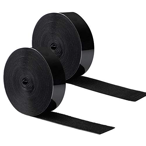 Image of Hook and Loop Strips with Adhesive, 1in x 26ft Excellent Grip, Strong Sticky Back, Heavy Duty, Mounting Tape, Double Side Tape for Fixing and Hanging, Home School and Office Use, Black