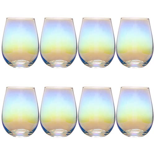 Wine Glasses 20oz,Large Champagne Glasses For Beverages White Wine Cups Party Glassware,Bar Drinkware Drinking Cups,Tumbler Heavy Base Glasses,Sleek Modern Drinking Glasses Wine Cups Colourful 8pack