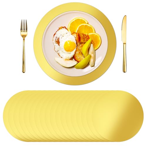 50PCS Round Gold Placemats, 13 Inch Disposable Paper Placemats Table Mats for Dining, Table Mats for Birthday Wedding Bridal Shower