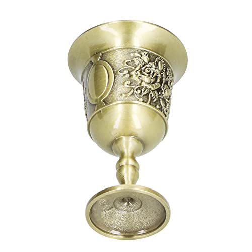 Taça de metal, estilo vintage elegante e generosa taça de vinho com padrão de crisântemo para bar.