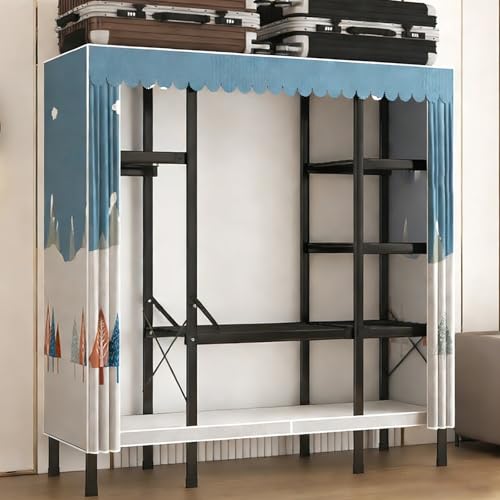 ZYYLIVR Armarios Portátil Resistente,Perchero De Pie,Armario Plegable De Gran Espacio con Varillas,Ropero De Almacenamiento con Área para Colgar,Guardarropa De Tela para Ropa(150cm/59in)