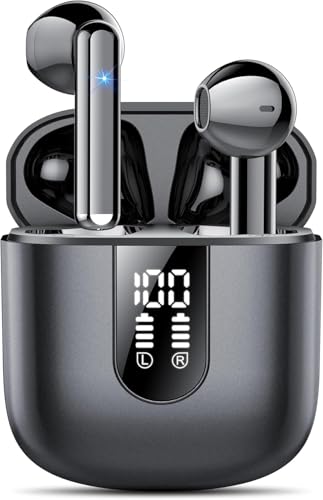 Image of Jesebang Wireless Earbuds, Bluetooth 5.4 Headphones HiFi Stereo, Bluetooth Earbuds with ENC Noise Cancelling Mic, 36H LED Display Ear Buds, IPX7 in Ear Earphones for Phone Tablet Laptop Sports, Black