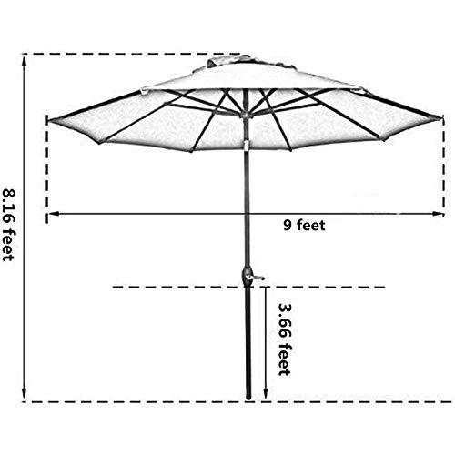 Outdoor Garden Parasols 2.7M Garden Parasol Umbrella 360-Degree LED Market Patio Umbrella with 8 LED Solar Lights Outdoor Patio Beach Sun Shade,Without Parasol Base - Image 2