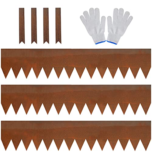 JonesHouseDeco Paquete de 3 bordes de césped de acero Cor-Ten preoxidado de 1 m de largo x 20 cm de alto, borde decorativo de metal resistente de calibre 14 (3 m de longitud en total)