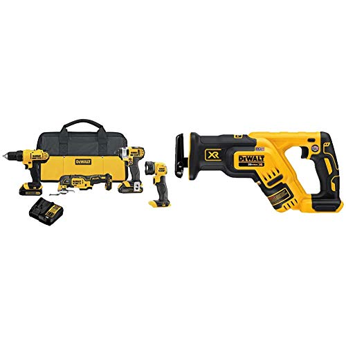 DEWALT 20V MAX 4-Tool Cordless Drill Combo Kit (DCK444C2) + Reciprocating Saw