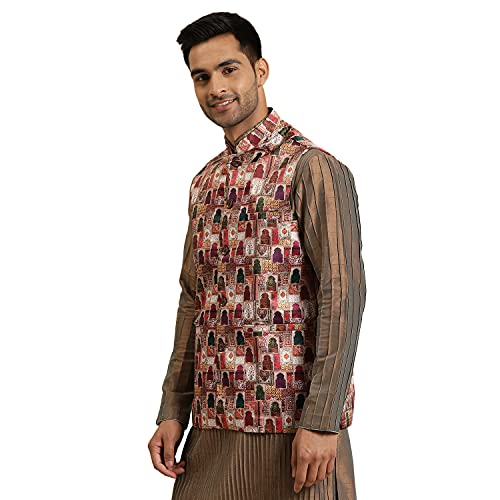 Image of SOJANYA (Since 1958, Mens Cotton Blend, Checked Nehru Jacket