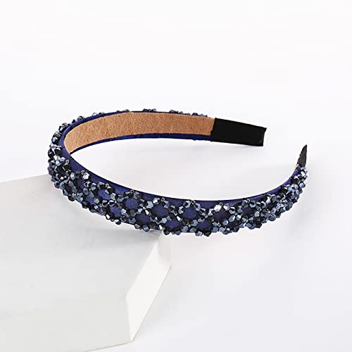 Gmmidea Crystal Rhinestone Headbands For Women Girls Bling Sparkly Headband Beaded Padded Hair Band Holiday Wedding Hair Accessories Navy Blue #TOP1