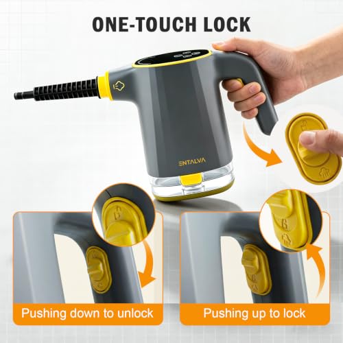 Image of Handheld Steam Cleaner for Home with LED Display, 15-Pcs Set, Gray