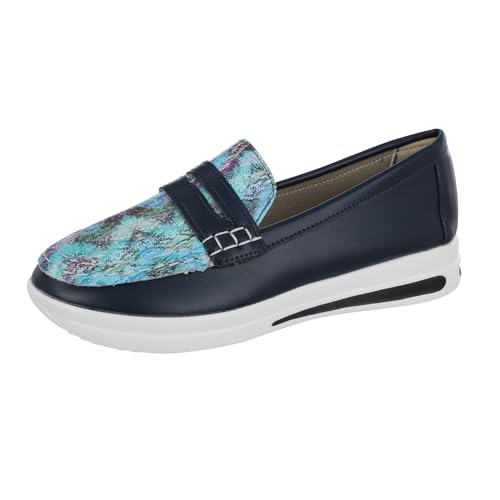 Genérico Zapatos Ortopedicos Mujer Comodos Casual Sneakers Zapatos Casuales de Gruesa con Punta Redonda de Cuero para Damas Deportivas Mujer para Correr Ligero (Blue,40)