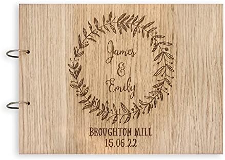 Wedding guest book | personalised wreath rustic guestbook for weddings | wooden | alternative wood books