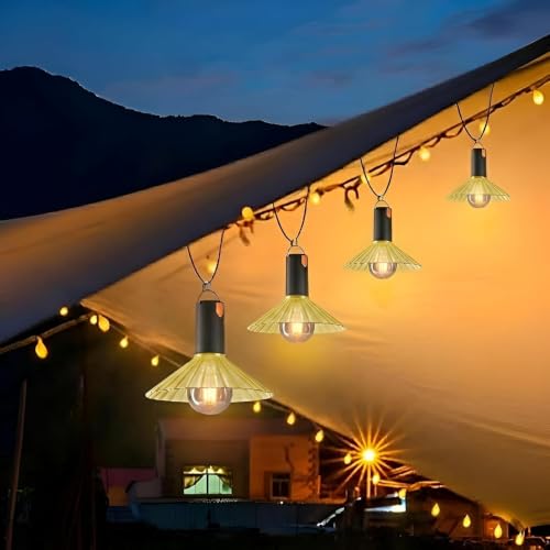 Image of XERGY Portable USB Rechargeable Camping Lantern Lamp - 2 Brightness Levels & Flash Mode, 500mAh Battery, Waterproof Outdoor LED Light with Hanging Hook for Hiking, Tent, Home & Emergency (4 Pack)